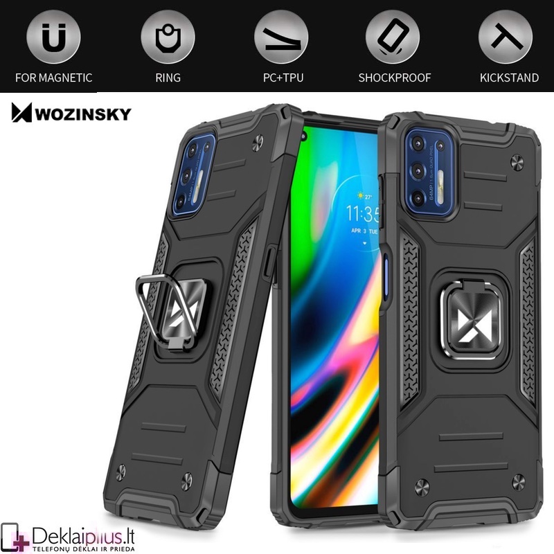 Wozinsky smūgiams atsparus dėklas su žiedu (telefonui Motorola Moto G9 Plus) Wozinsky smūgiams atsparus dėklas su žiedu (telefonui Motorola Moto G9 Plus)